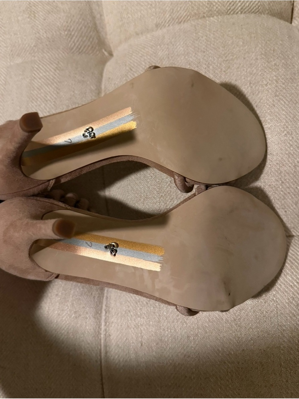 Sam Edelman Taupe Knotted Ankle-Strap Heels - Picture 5 of 5
